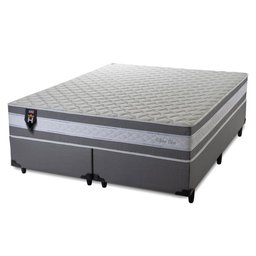 Conjunto Cama Box Super King c/ Molas Ensacadas Alpine Cinza 193x203x65  - 8