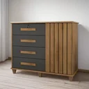Ver imagem 3 de Cômoda Sapateira Grécia com Chave 1 Porta Ripado Flex - 4 Cores:cinamomo/grafite