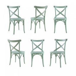Conjunto 6 Cadeiras Madeira Maciça Tauari Laqueado Cross X Texas Verde/Oliva - 1 Conjunto 6 Cadeiras Madeira Maciça Tauari Laqueado Cross X Texas Verde/Oliva - 1