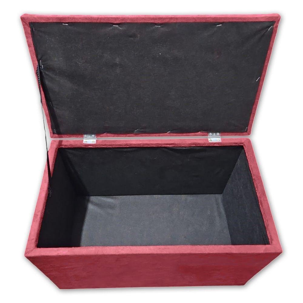 Puff Baú Banqueta Retangular Organizar e Decorar Suede 60cm Vermelho - 6