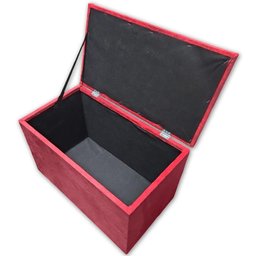 Puff Baú Banqueta Retangular Organizar e Decorar Suede 60cm Vermelho - 3