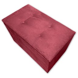 Puff Baú Banqueta Retangular Organizar e Decorar Suede 60cm Vermelho - 1