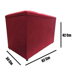 Puff Baú Banqueta Retangular Organizar e Decorar Suede 60cm Vermelho - 4