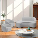 Ver imagem 1 de Kit Divã Recamier Orgânico Marrocos 180cm Lado Esquerdo e 2 Poltronas Amore Linho Cinza Claro