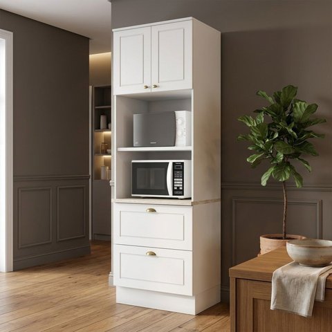 Paneleiro de Cozinha 2 Portas 2 Gavetas 71,5cm com Nichos