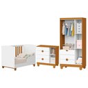Ver imagem 3 de Dormitório Apolo com Guarda Roupa, Cômoda e Berço Branco Fosco/Savana com Colchão Physical -