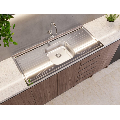 Pia Inox para Cozinha Fabrinox 120x52cm com Cuba Central Prata Standard