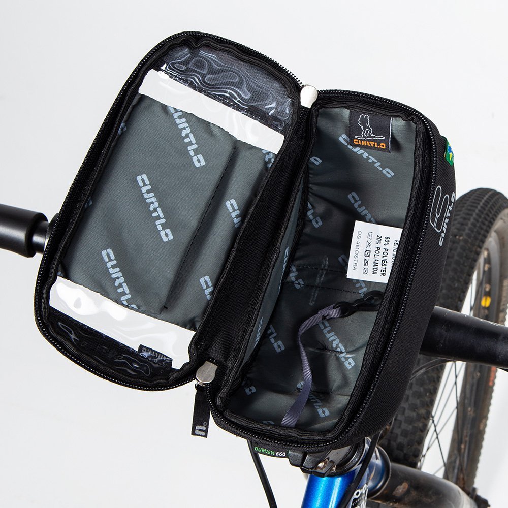 Bolsa De Guidão para Bicicleta Curtlo Bag Bike Impermeável Touch Phone Plus 0,5L Preto - 8