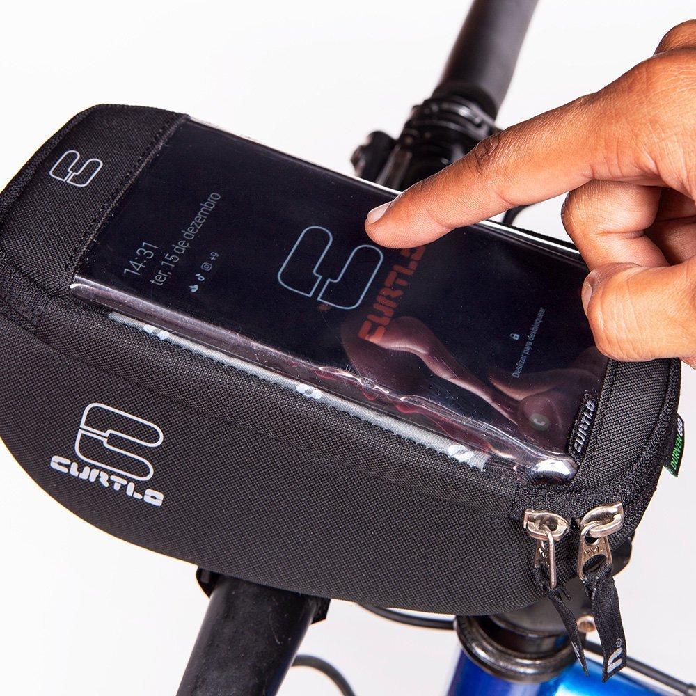 Bolsa De Guidão para Bicicleta Curtlo Bag Bike Impermeável Touch Phone Plus 0,5L Preto - 9