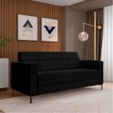 Ver imagem 2 de Sofá Living Decorativo Houston 2 Lugares 180cm Pés em Metal Veludo Preto G33 - Gran Belo