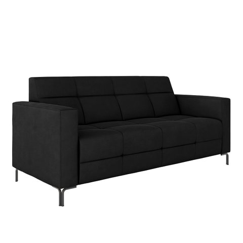 Sofá Living Decorativo Houston 2 Lugares 180cm Pés em Metal Veludo Preto G33 - Gran Belo