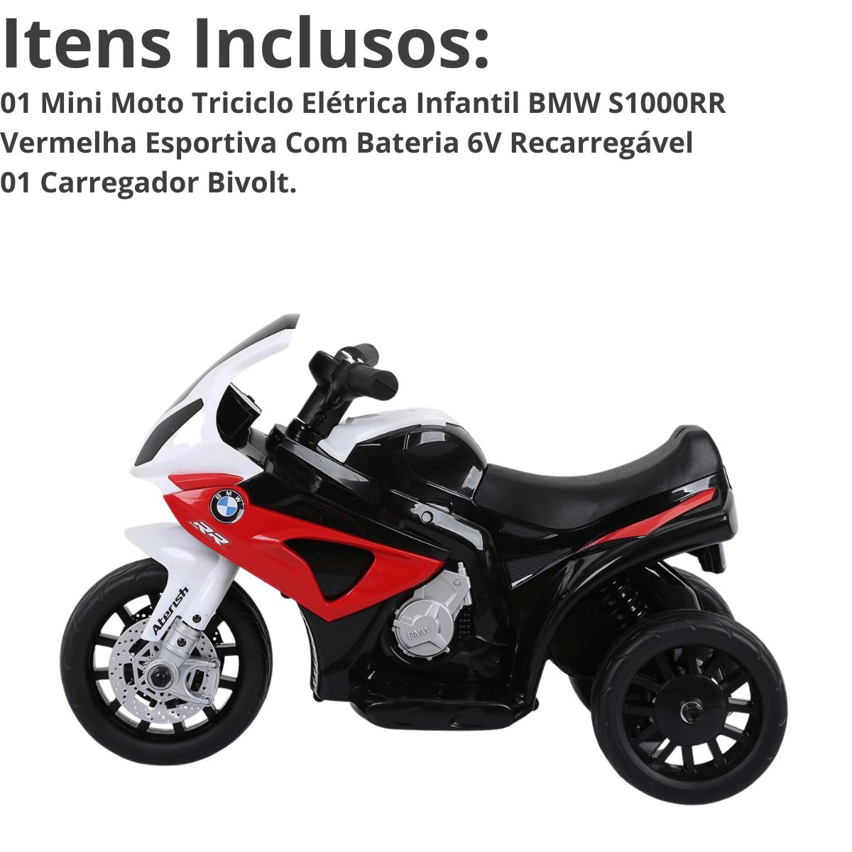 Mini Moto Triciclo Elétrica Infantil Bmw S1000rr Vermelha Esportiva 6v Zippy Toys - 6