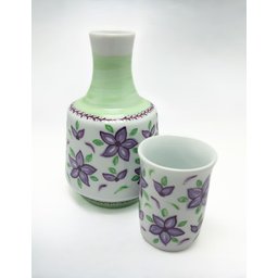 Moringa em Porcelana Floral Roxo e Verde Cerâmica Maria Sofia - 3