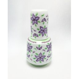 Moringa em Porcelana Floral Roxo e Verde Cerâmica Maria Sofia - 1