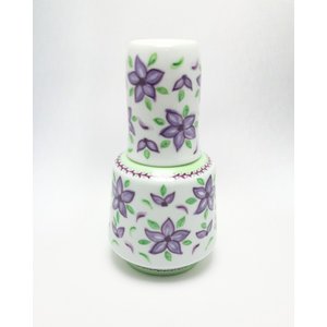 Moringa em Porcelana Floral Roxo e Verde Cerâmica Maria Sofia