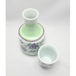 Moringa em Porcelana Floral Roxo e Verde Cerâmica Maria Sofia - 2