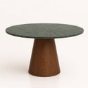 Ver imagem 1 de Mesa de Jantar Cone Redondo 110 Cm Tampo Mármore Verde Guatemala Base Nogueira