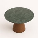 Ver imagem 2 de Mesa de Jantar Cone Redondo 110 Cm Tampo Mármore Verde Guatemala Base Nogueira