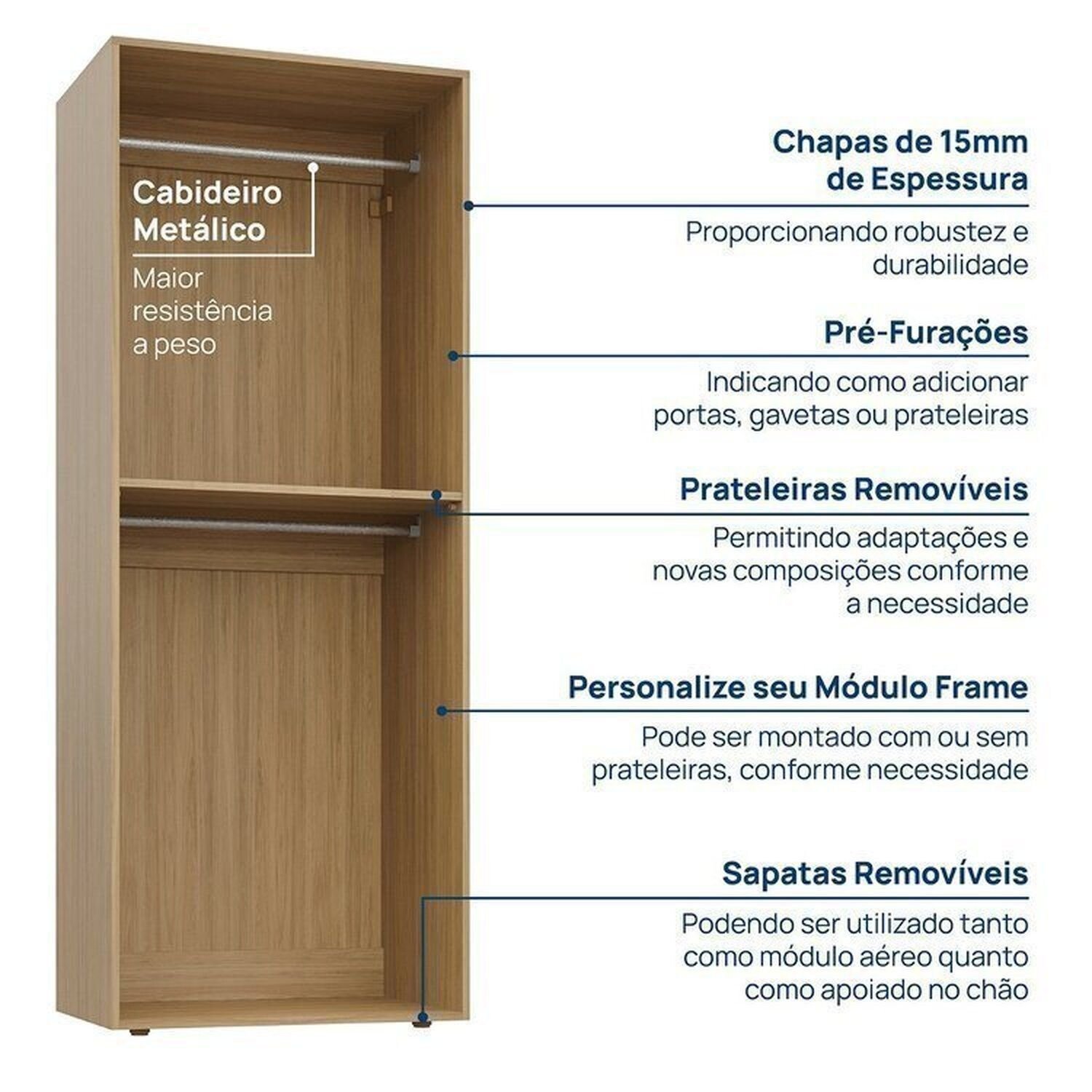 Estante Multiuso Livreiro 3 Módulos 10 Portas 3 Gavetas Frame Cabecasa MadeiraMadeira - 5