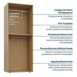 Estante Multiuso Livreiro 3 Módulos 10 Portas 3 Gavetas Frame Cabecasa MadeiraMadeira - 5