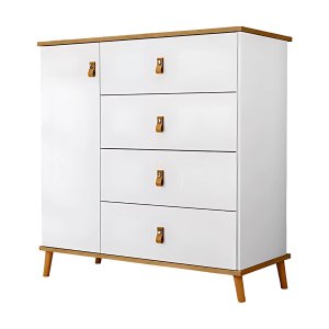 Cômoda e Sapateira Jujuba 4 Gavetas em Mdf Alta Qualidade:branco
