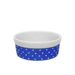 Kit Comedouro e Bebedouro de Porcelana 300ml Azul Bolinhas - 2