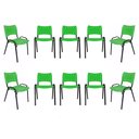 Ver imagem 2 de Kit com 10 Cadeiras Iso para Escola Escritório Comércio Verde Base Preta Ecomhome