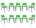 Ver imagem 2 de Kit com 10 Cadeiras Iso para Escola Escritório Comércio Verde Base Preta Ecomhome