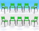 Ver imagem 1 de Kit com 10 Cadeiras Iso para Escola Escritório Comércio Verde Base Preta Ecomhome