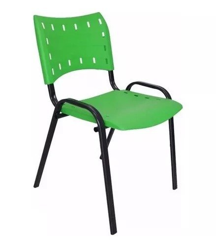 Kit Com 10 Cadeiras Iso Para Escola Escritório Comércio Verde Base Preta - 2