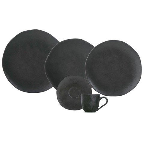 Aparelho de Jantar 30 Peças Orgânico Preto Matte Porto Brasil