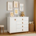 Ver imagem 1 de Cômoda Decor Infantil Juvenil Quarto 4 Gavetas 1 Porta Retrô Pés Madeira:branco