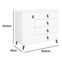 Ver imagem 5 de Cômoda Decor Infantil Juvenil Quarto 4 Gavetas 1 Porta Retrô Pés Madeira:branco