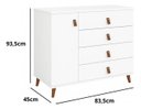 Ver imagem 5 de Cômoda Decor Infantil Juvenil Quarto 4 Gavetas 1 Porta Retrô Pés Madeira:branco