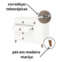 Ver imagem 3 de Cômoda Decor Infantil Juvenil Quarto 4 Gavetas 1 Porta Retrô Pés Madeira:branco