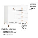 Ver imagem 4 de Cômoda Decor Infantil Juvenil Quarto 4 Gavetas 1 Porta Retrô Pés Madeira:branco