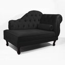 Ver imagem 1 de Recamier Sofá Divã Com Pés Retro 120X60 - Elã:Suede Preto