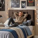 Ver imagem 5 de Cabeceira Painel Estofada Paris Suede Marrom Solteiro 90cm para Cama Box