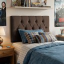 Ver imagem 1 de Cabeceira Painel Estofada Paris Suede Marrom Solteiro 90cm para Cama Box