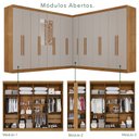 Ver imagem 3 de Guarda-Roupa de Canto Modulado com Espelho 15 Portas 6 Gavetas Inglaterra Bege/Cinamomo/Off White