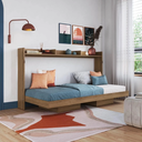 Ver imagem 1 de Cama Retrátil Articulada Solteiro Horizontal 80cm CH1080 Mel c/2 Nichos e Prateleira - Art In Móveis