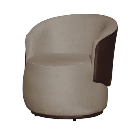 Poltrona Organica Recepção para Sala Aisha Corano Marrom e Suede Cappuccino - Incasa Decor