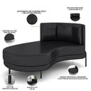 Ver imagem 4 de Sofá Chaise Longue Sala de Estar Living Lucca Esquerdo D02 Couríssimo Preto B-159 - Lyam Decor