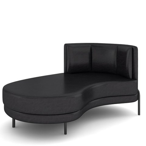 Sofá Chaise Longue Sala de Estar Living Lucca Esquerdo D02 Couríssimo Preto B-159 - Lyam Decor
