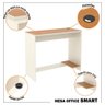 Conjunto de Escritório Smart 6 Livreiro 1 Buffet e 7 Mesas 90cm - Off White e Cedro - 5