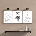 Ver imagem 1 de Kit 3 Quadros Minimalistas para Cantinho do café 24x18cm - com Vidro:madeira Branca