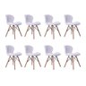 Kit 08 Cadeiras Estofada Jantar Charles Eames Eiffel Slim Wood Confort Branco - 1