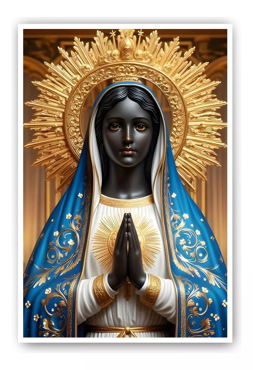 Quadro Decorativo Nossa Senhora Aparecida 60x40 Coroa - Branco