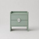 Ver imagem 3 de Mesa de Cabeceira 2 Gavetas Verde Jade MDF com Puxador Meia Lua