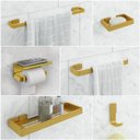 Ver imagem 1 de Kit Acessório para Banheiro Dourado 6 Peças Suporte Celular